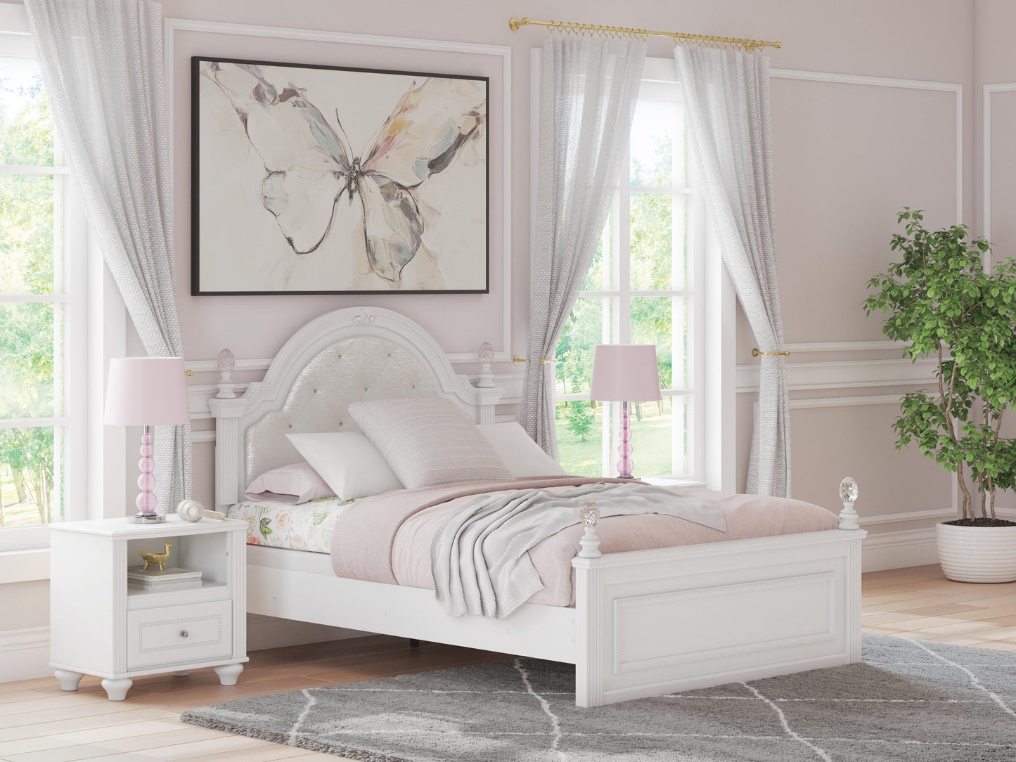 Cama Kozlani Full con panel tapizado