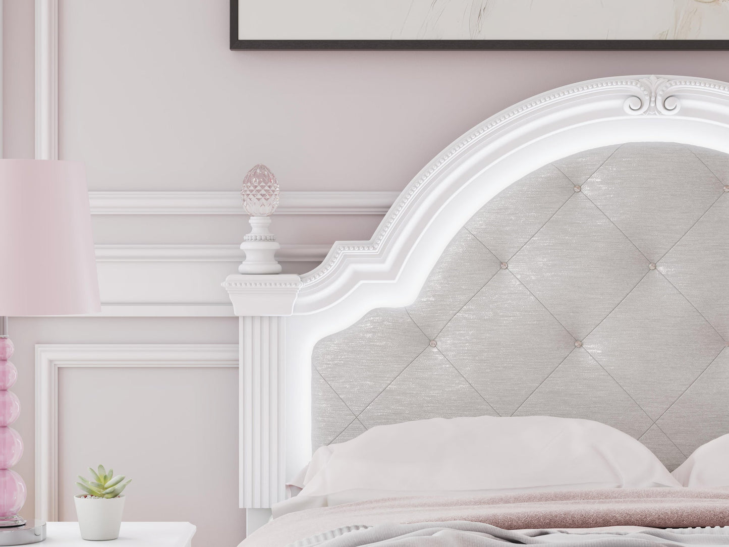 Cama Kozlani Full con panel tapizado