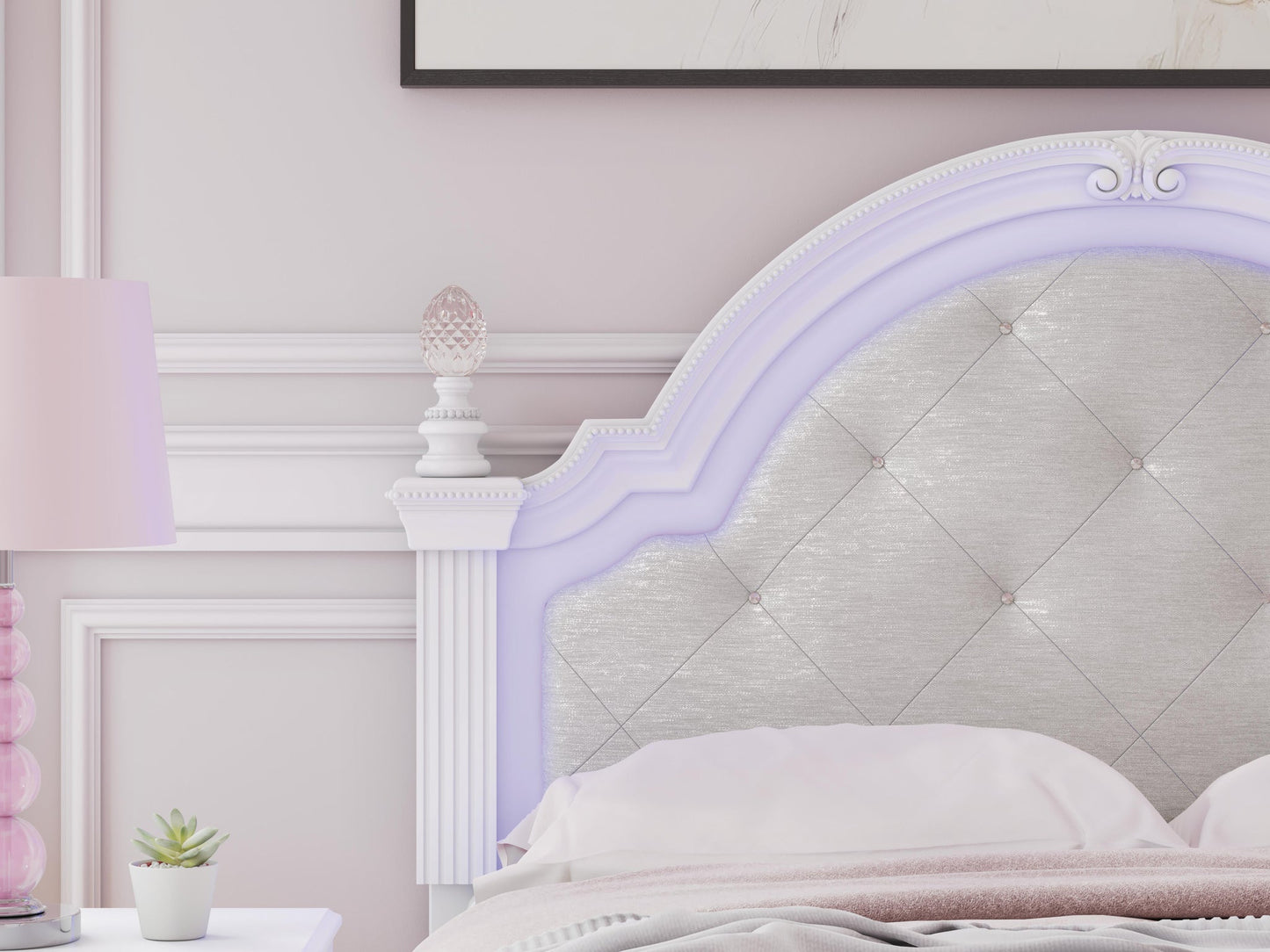 Cama Kozlani Full con panel tapizado