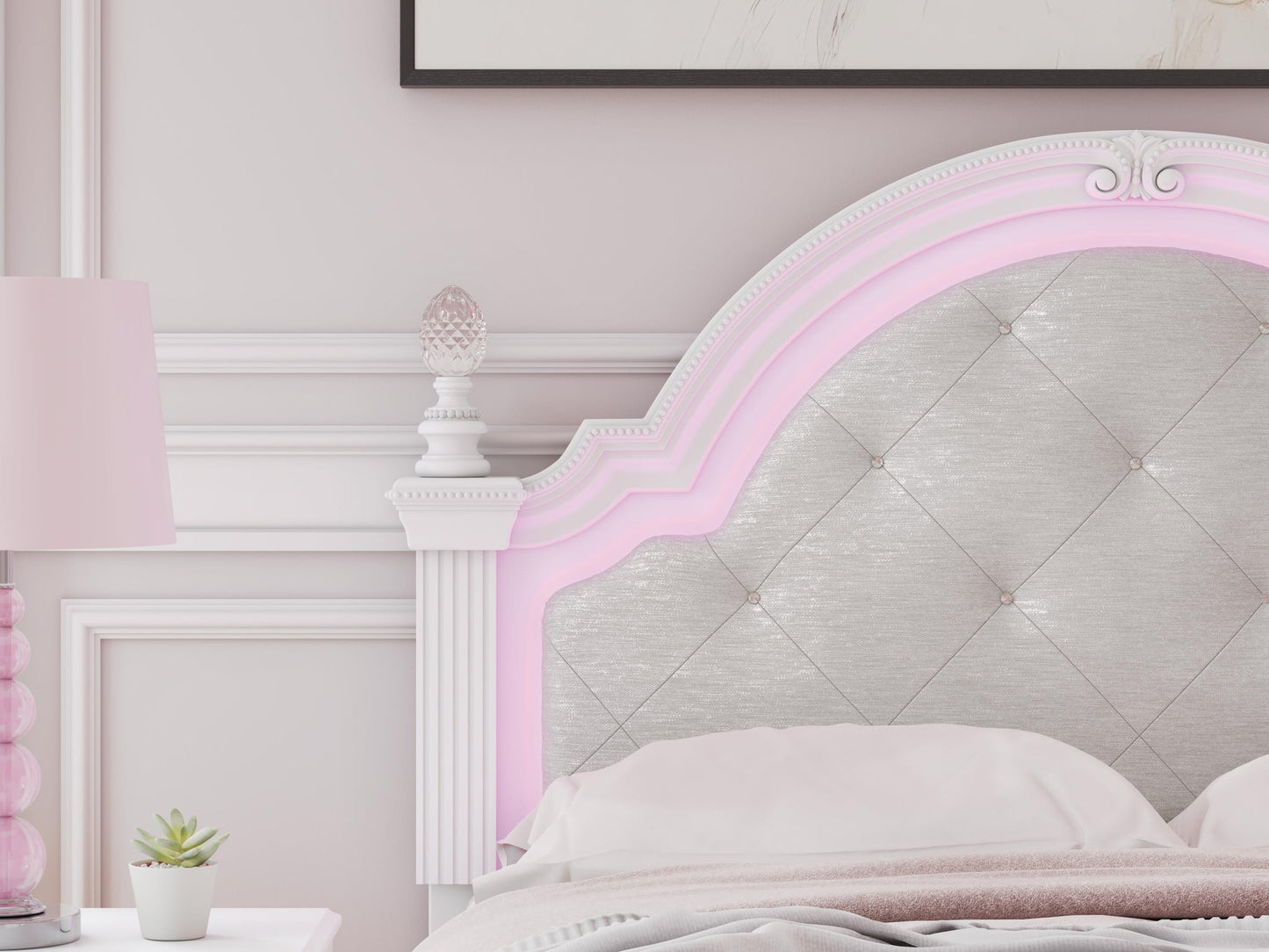 Cama Kozlani Full con panel tapizado
