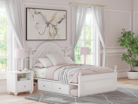 Cama Kozlani con almacenamiento y panel tapizado completo