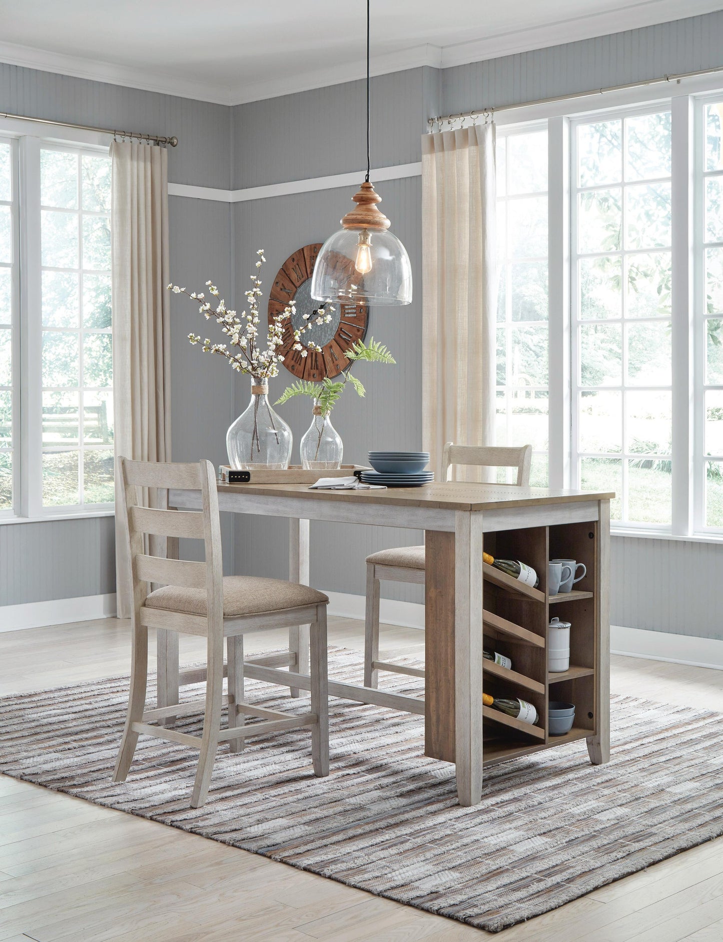 Mesa de comedor Skempton de altura de mostrador y 2 taburetes de bar