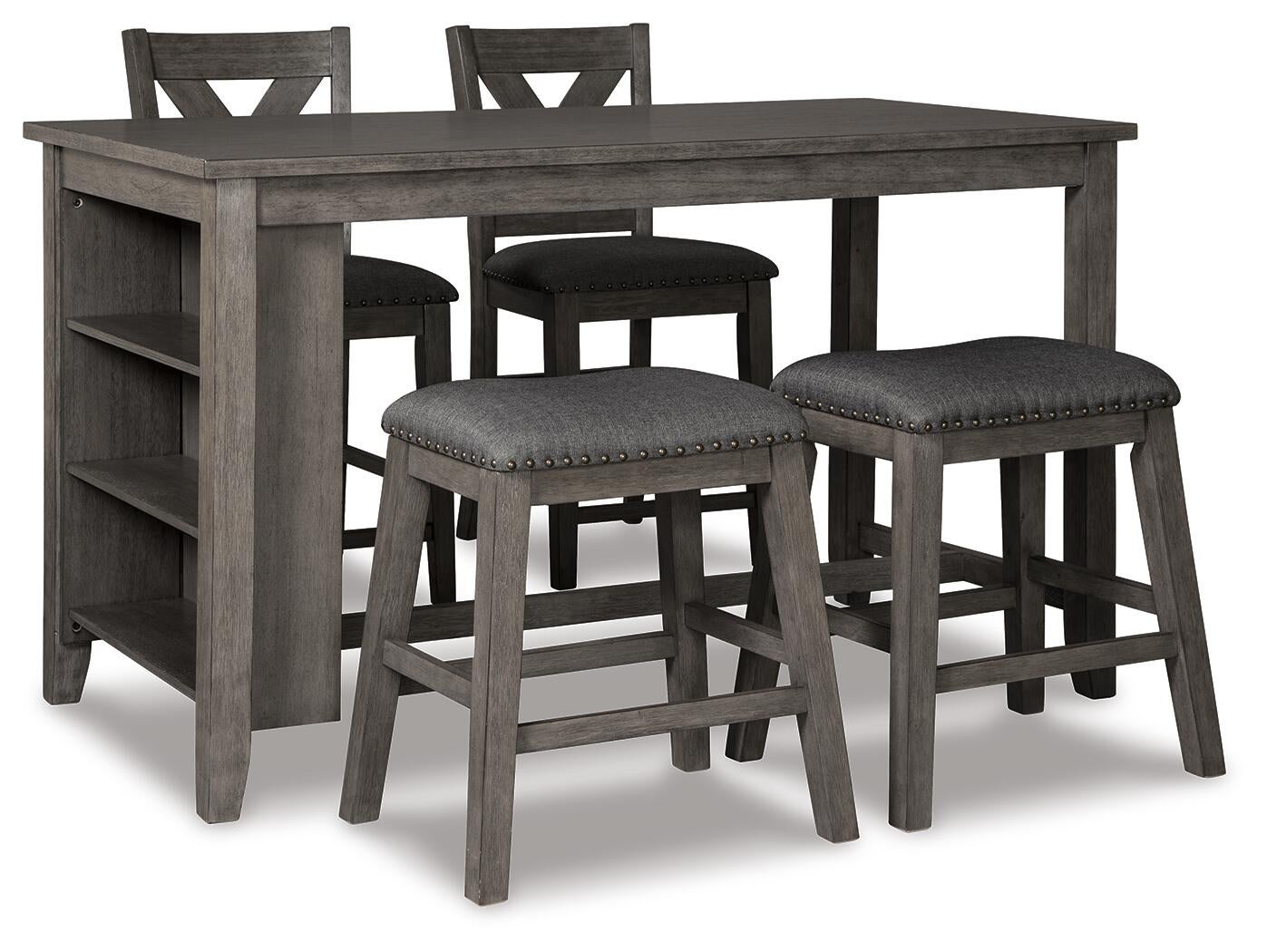 Mesa de comedor Caitbrook de altura de mostrador y 4 taburetes de bar