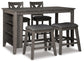 Mesa de comedor Caitbrook de altura de mostrador y 4 taburetes de bar