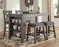 Mesa de comedor Caitbrook de altura de mostrador y 4 taburetes de bar