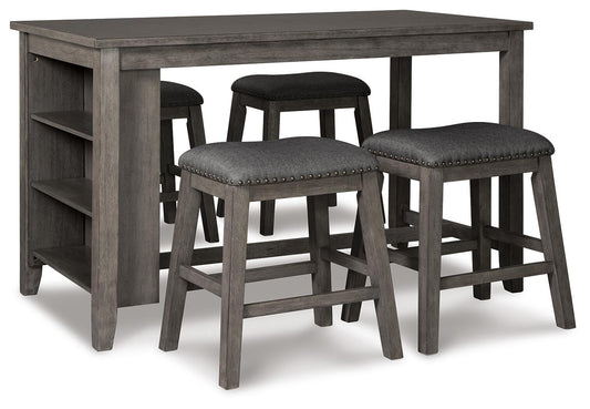 Mesa de comedor Caitbrook de altura de mostrador y 4 taburetes de bar
