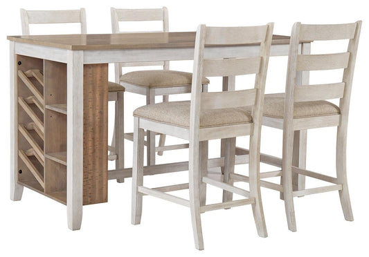 Mesa de comedor Skempton de altura de mostrador y 4 taburetes de bar