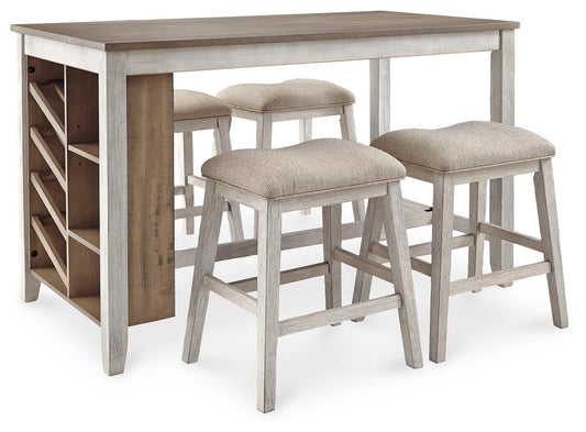 Mesa de comedor Skempton de altura de mostrador y 4 taburetes de bar