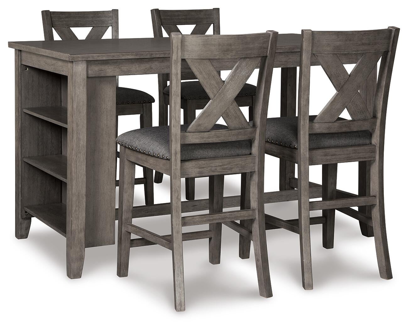 Mesa de comedor Caitbrook de altura de mostrador y 4 taburetes de bar