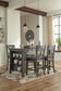 Mesa de comedor Caitbrook de altura de mostrador y 4 taburetes de bar