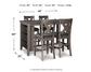 Mesa de comedor Caitbrook de altura de mostrador y 4 taburetes de bar