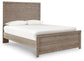 Cama Culverbach de tamaño completo con tocador con espejo, cómoda y mesita de noche