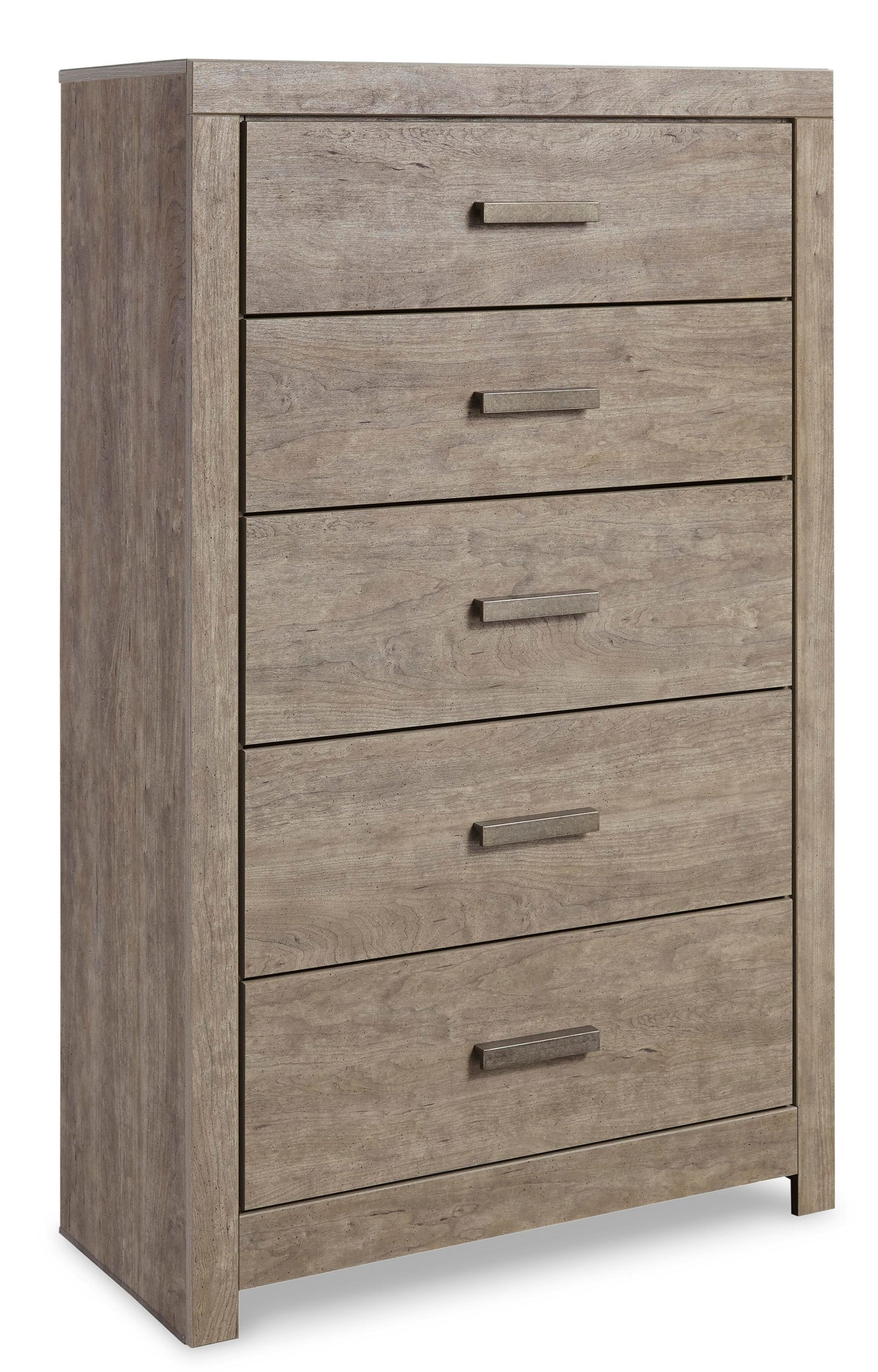 Cama Culverbach de tamaño completo con tocador con espejo, cómoda y mesita de noche