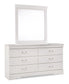 Cabecero Anarasia Queen Sleigh con tocador con espejo