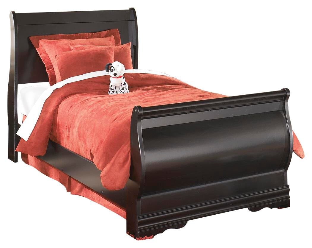 Cama de trineo doble Huey Vineyard con tocador con espejo