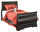 Cama de trineo doble Huey Vineyard con tocador con espejo