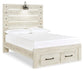 Cama Cambeck de panel completo con 2 cajones de almacenamiento y tocador con espejo