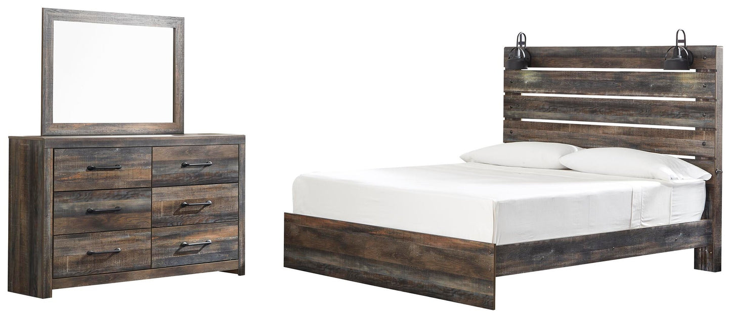Cama Drystan King con cabecero y tocador con espejo
