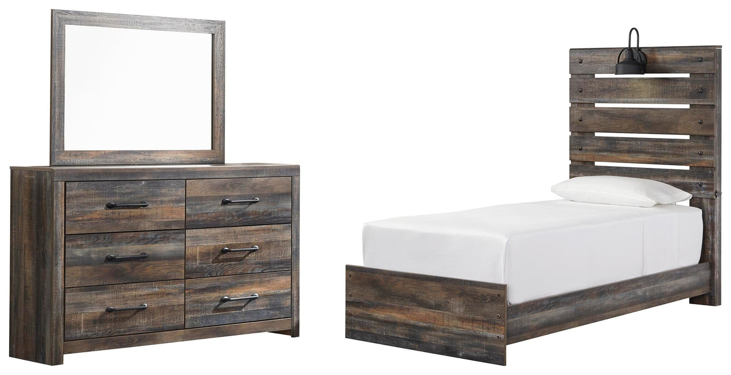 Cama individual Drystan con tocador con espejo