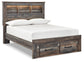 Cama-librería Drystan de tamaño completo con 2 cajones de almacenamiento y tocador con espejo