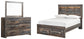 Cama-librería Drystan de tamaño completo con 2 cajones de almacenamiento y tocador con espejo