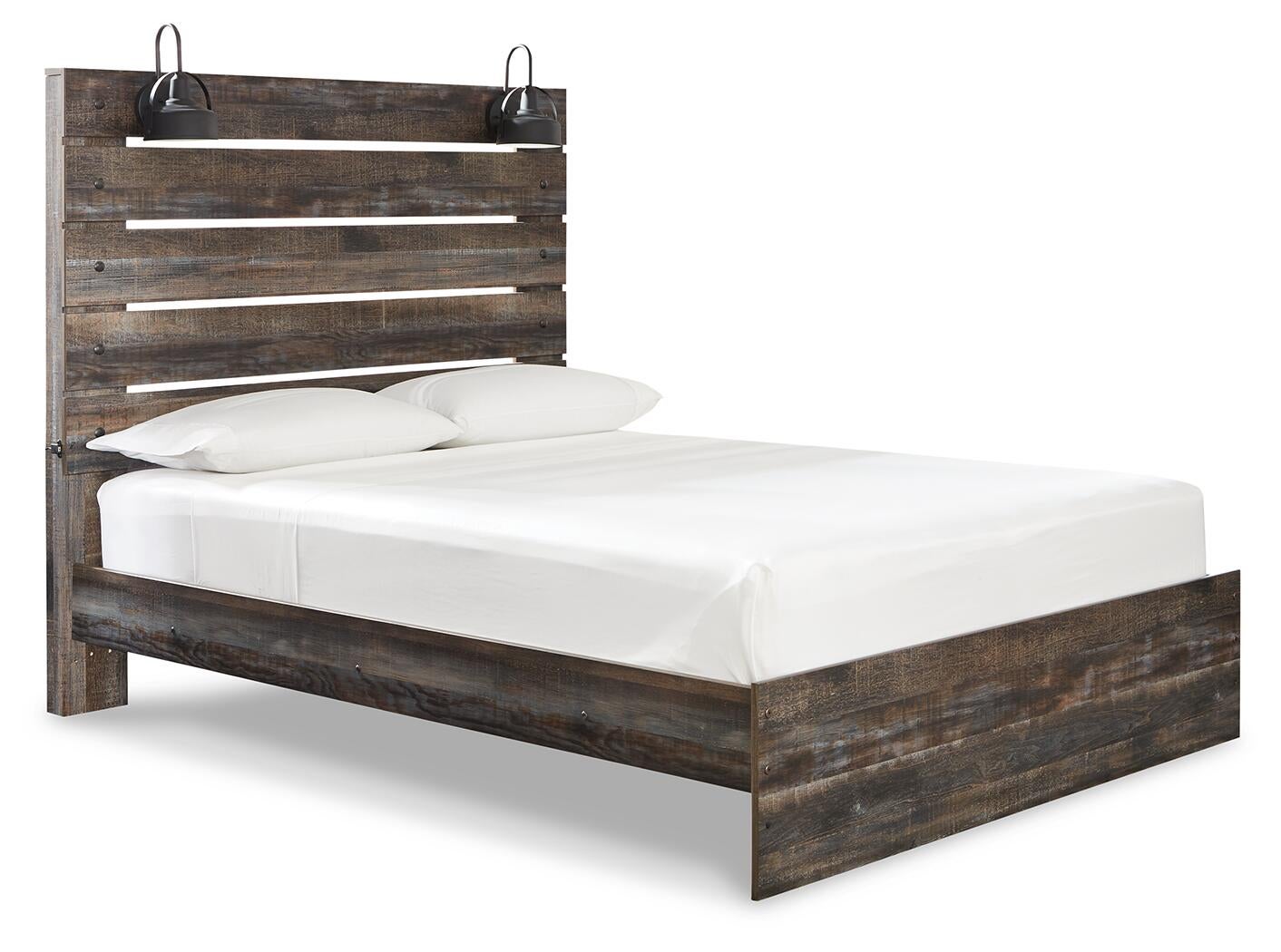 Cama Drystan Queen con cabecero y tocador con espejo