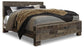 Cama Derekson King con cabecero y tocador con espejo