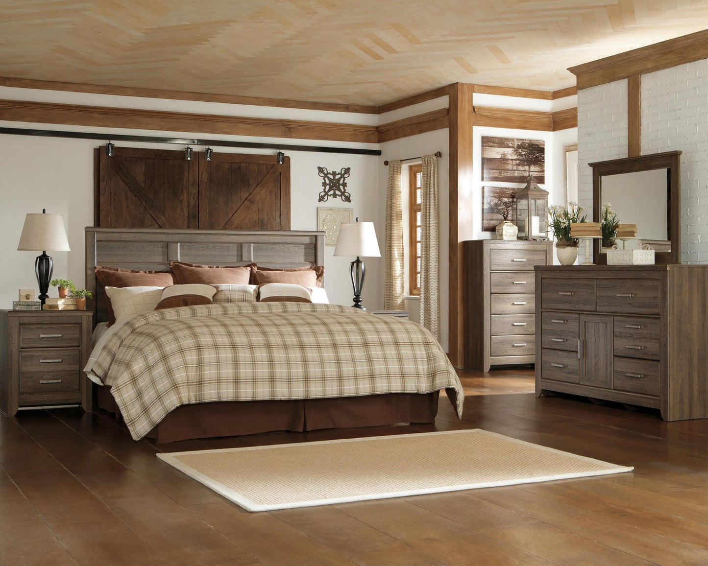 Cama Juararo King con cabecero y tocador con espejo