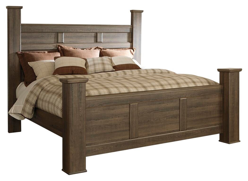 Cama con dosel Juararo California King con tocador con espejo, cómoda y mesita de noche