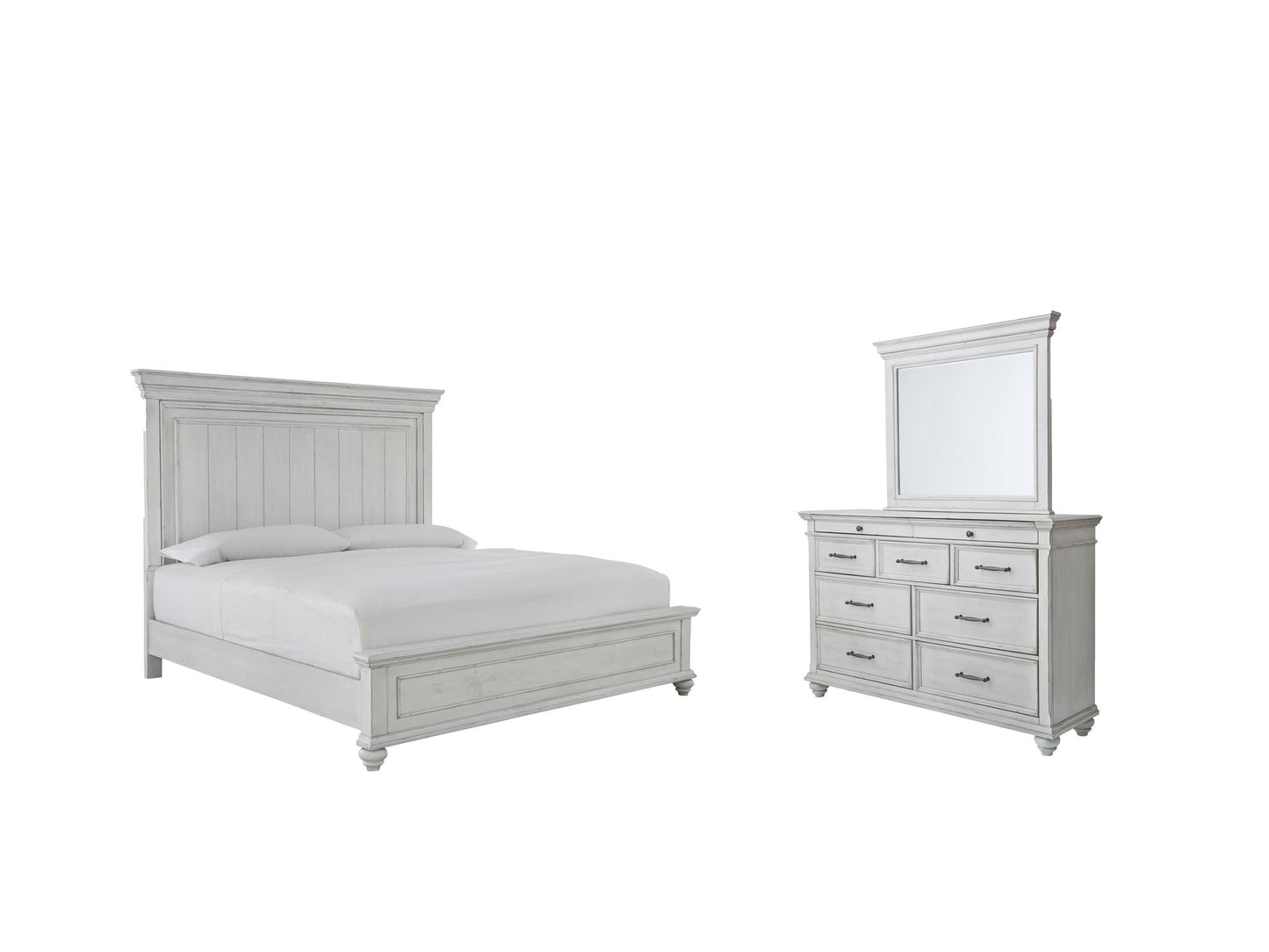 Cama Kanwyn Queen con cabecero y tocador con espejo