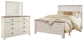 Cama Willowton Queen con cabecero y tocador con espejo