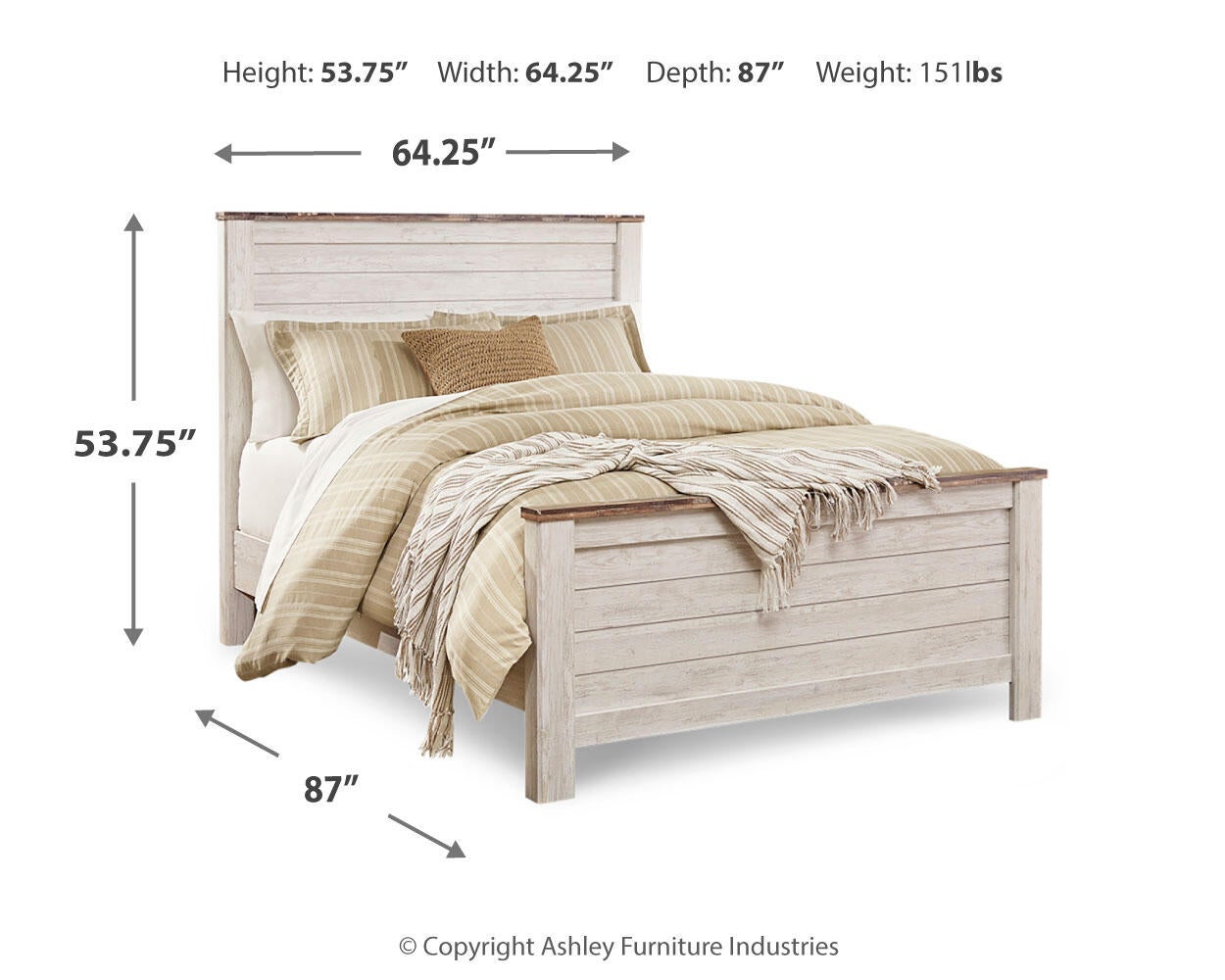 Cama Willowton Queen con cabecero y tocador con espejo