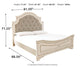 Cama tapizada Realyn Queen con tocador con espejo