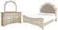 Cama tapizada Realyn Queen con tocador con espejo