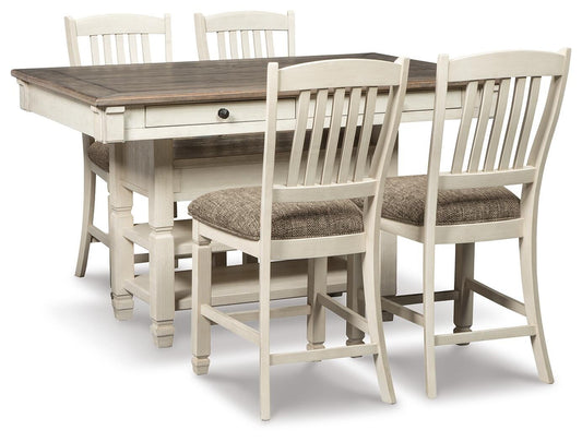 Mesa de comedor Bolanburg de altura de mostrador y 4 taburetes de bar