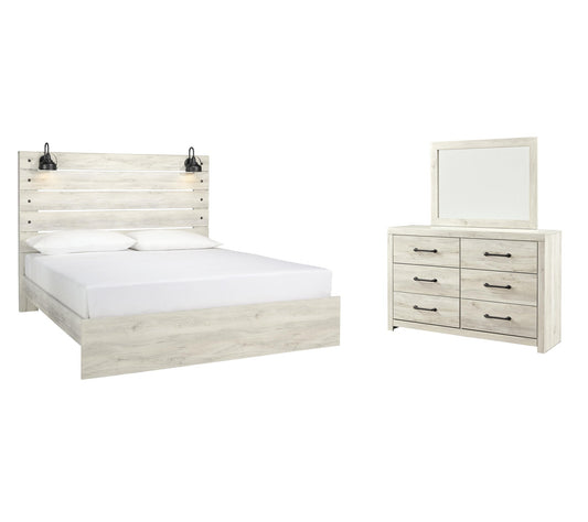 Cama Cambeck King con cabecero y tocador con espejo