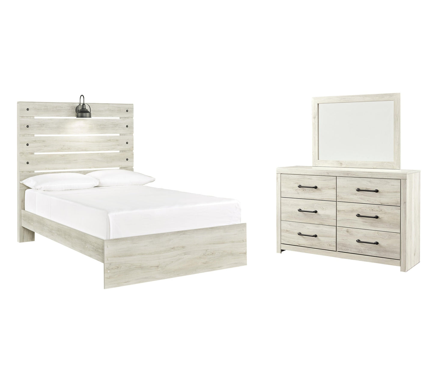 Cama Cambeck de dos camas con cabecero y tocador con espejo
