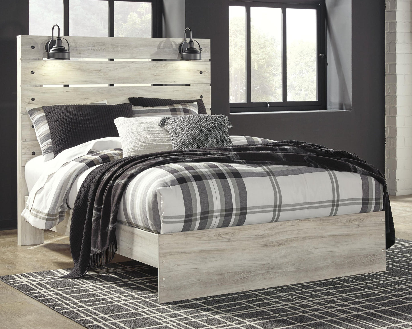 Cama Cambeck Queen con cabecero y tocador con espejo
