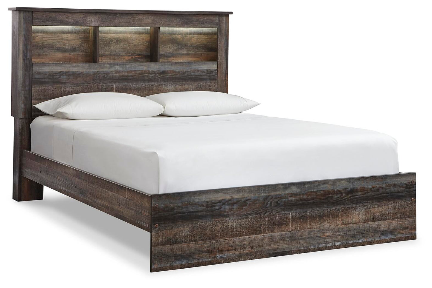 Cama con estantería Drystan Queen con tocador con espejo