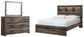 Cama con estantería Drystan Queen con tocador con espejo