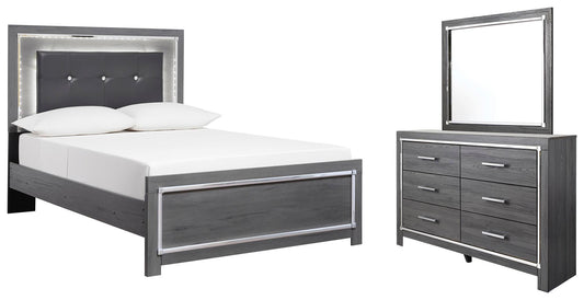 Cama Lodanna de dos camas con cabecero y tocador con espejo