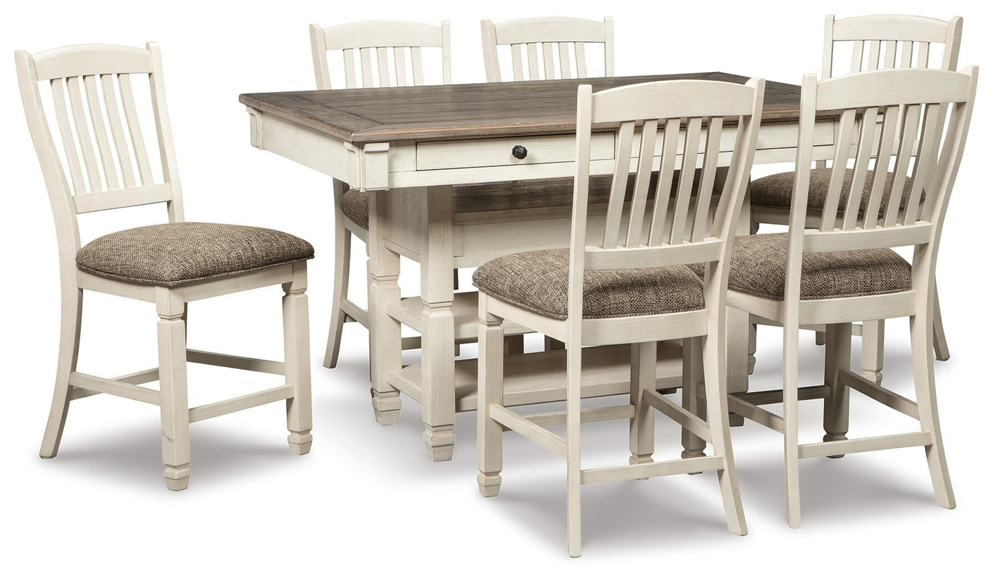 Mesa de comedor Bolanburg de altura de mostrador y 6 taburetes de bar