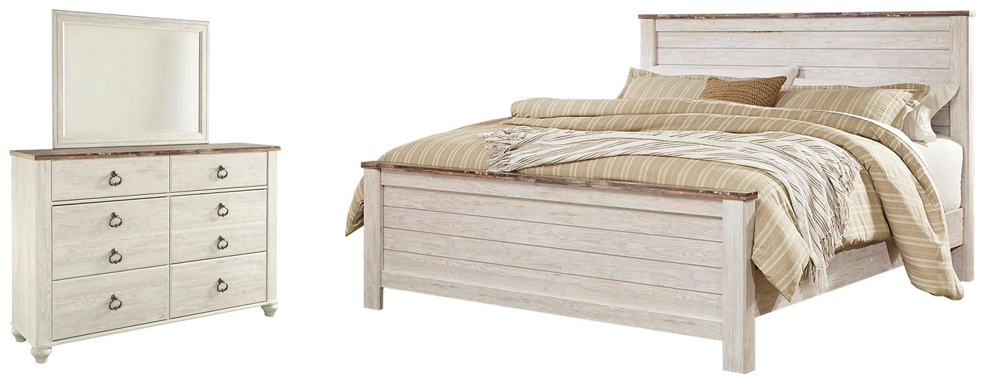 Cama Willowton King con cabecero y tocador con espejo