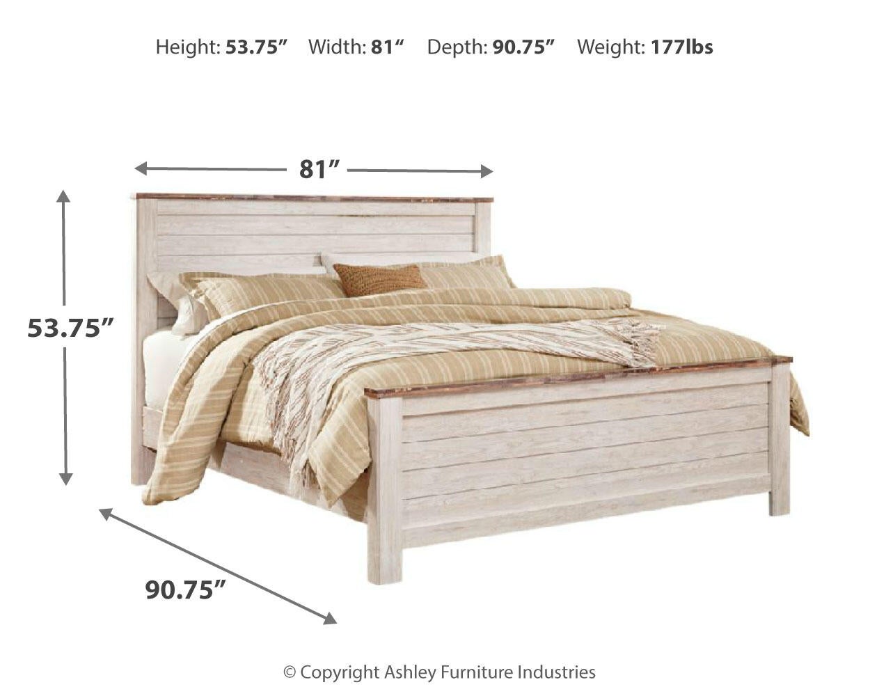 Cama Willowton King con cabecero y tocador con espejo