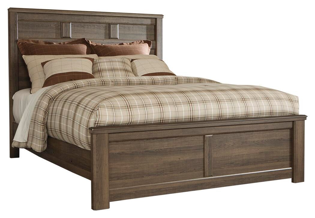 Cama Juararo tamaño king con cabecero, tocador con espejo, cómoda y mesita de noche