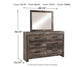 Cama Wynnlow King Crossbuck con cabecero y tocador con espejo