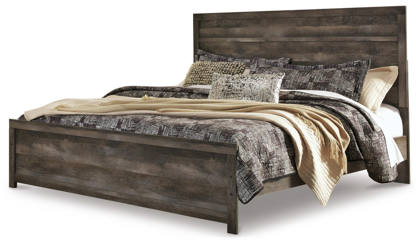 Cama Wynnlow King con cabecero y tocador con espejo