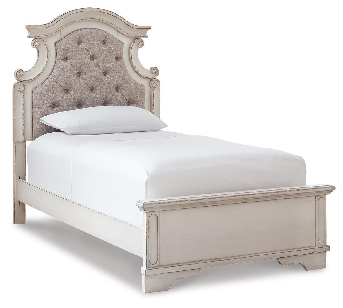 Cama doble con cabecero y tocador con espejo Realyn