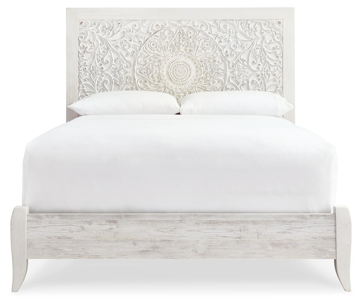 Cama Paxberry tamaño Queen con cabecero y tocador con espejo