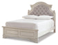 Cama Realyn de tamaño completo con tocador con espejo, cómoda y mesita de noche
